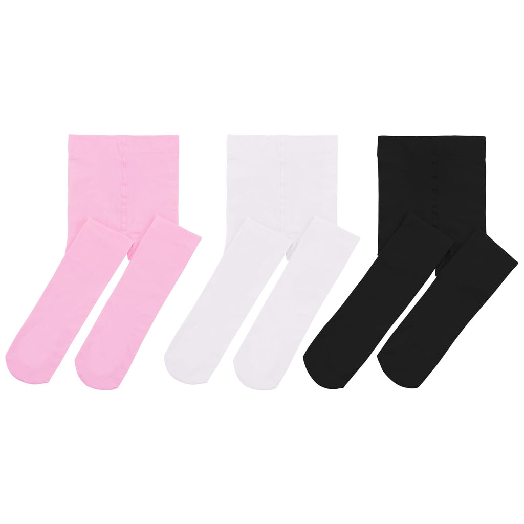 Century Star 3 Pairs Tights for Girls Ballet Tights Dance Toddler Baby Tights Girls Tights School Uniform Leggings Stockings White&Black&Pink 1-3T
